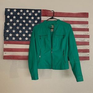 Downtown Coalition Faux Leather Green/Teal Jacket